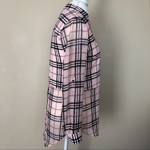 Candies Pink & Black Checkered Blouse - Picture 4 of 7